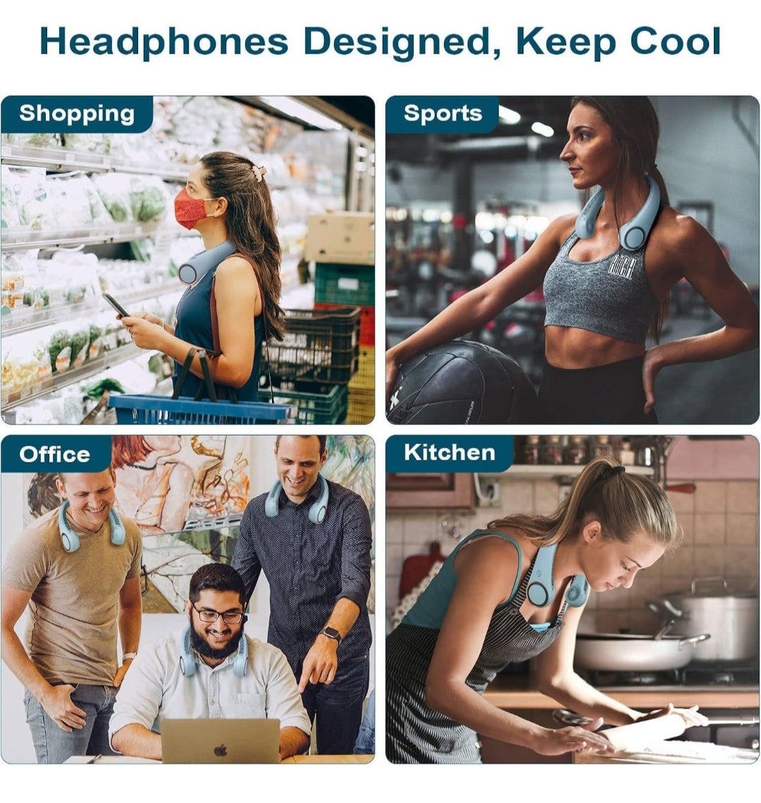 Juilist Portable Rechargeable Neck Fan Personal Bladeless Air Conditioner Collar Hanging Shoulder Neckfan, Neck Wearable Ac Cooler Neckband Fans For Summer Cooling,Men,Women,Kitchen,Outdoor