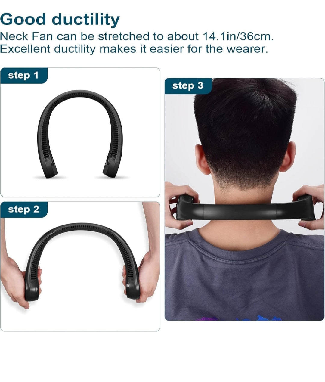 Juilist Portable Rechargeable Neck Fan Personal Bladeless Air Conditioner Collar Hanging Shoulder Neckfan, Neck Wearable Ac Cooler Neckband Fans For Summer Cooling,Men,Women,Kitchen,Outdoor